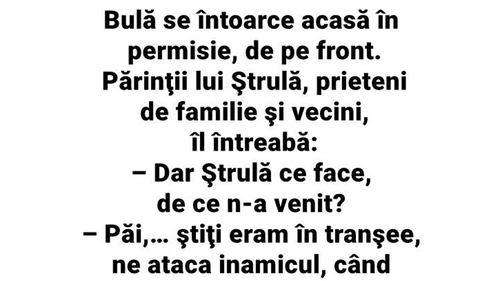 BANC | Bulă se întoarce acasă, în permisie, de pe front