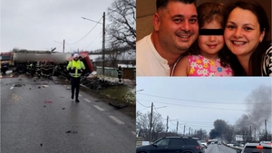 Filmul tragediei de pe E85. Constantin, Teodora și Sofia n-au mai avut nicio șansă, după ce mașina lor a ars ca o torță