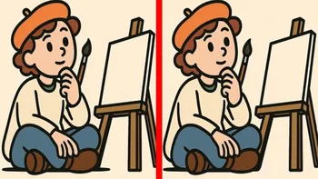 Test de logică | Acești 2 pictori par identici, dar nu sunt. Identificați 3 diferențe!