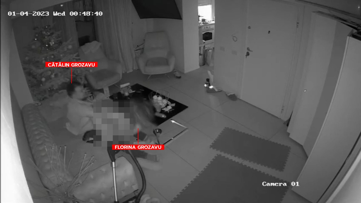 Imagini cu Cătălin Grozavu în timp ce o bătea pe actuala soție