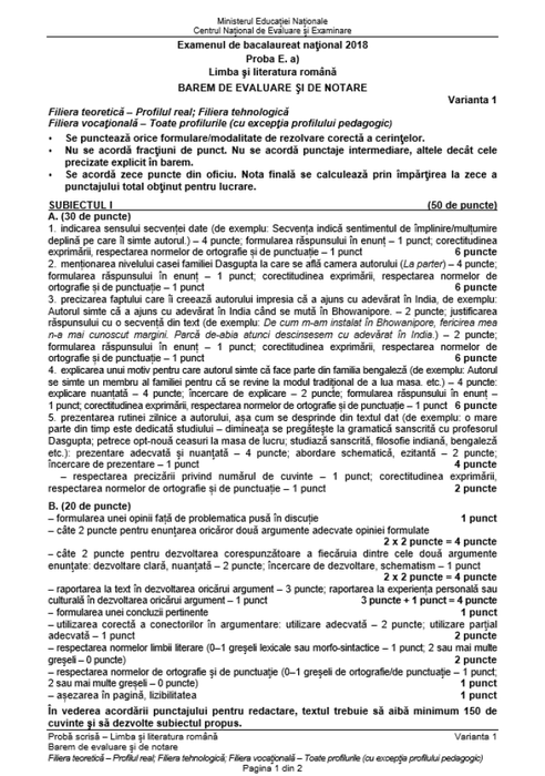 BAC 2018 sesiunea de toamnă. Rezolvarea subiectelor limba română, de la EDU.RO