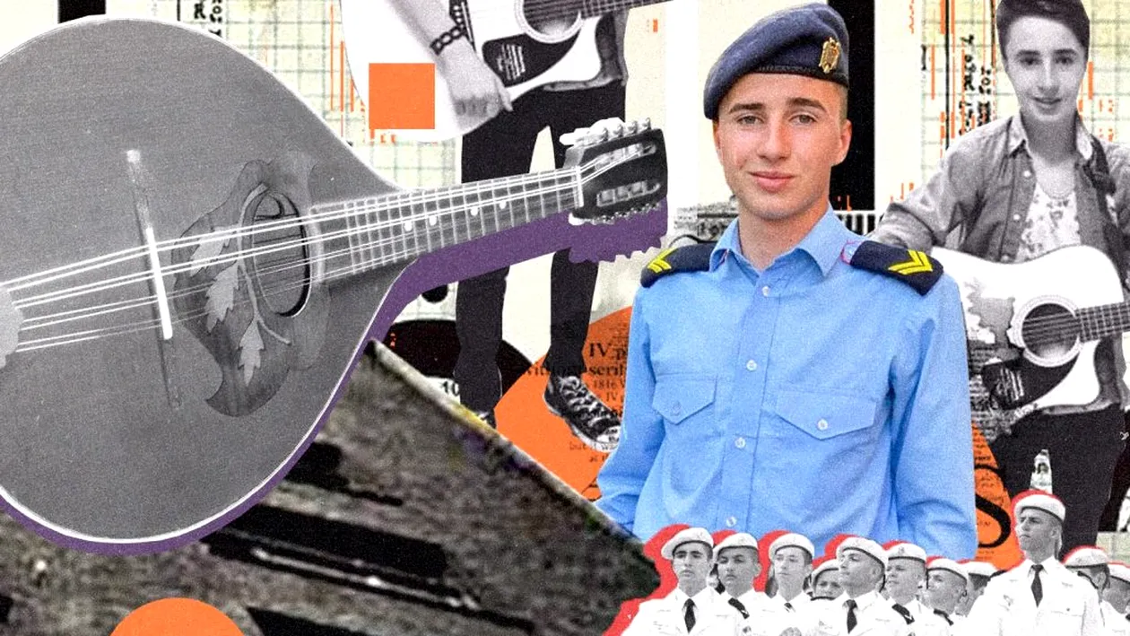 El este elevul militar care își face înviorarea la mandolină!