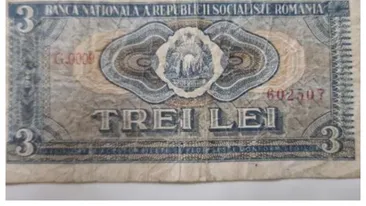 Prețul unei mici comori. Cu cât se vinde o bancnotă de 3 lei din 1966, acum, în 2023