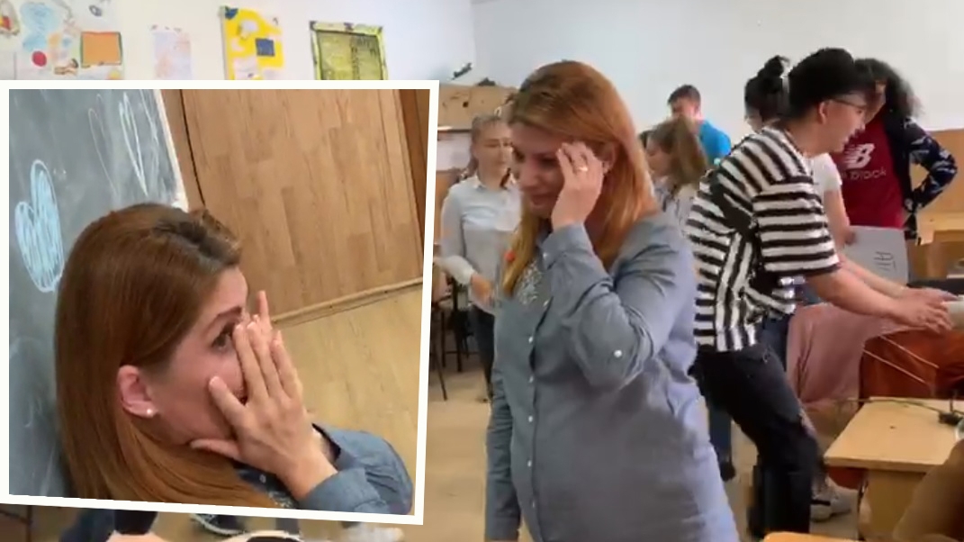 O profesoară însărcinată din Drăgășani a izbucnit în lacrimi când a ajuns la ultima oră dinainte de vacanță. Ce i-au pregătit elevii săi