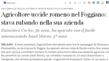 Un roman a fost impuscat mortal in Italia de proprietarul fermei pe care voia sa o jefuiasca