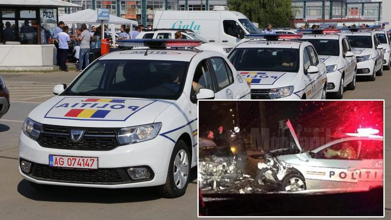 Scandalos! Ce s-a întâmplat când un Logan nou de Politie s-a izbit frontal cu un Mercedes