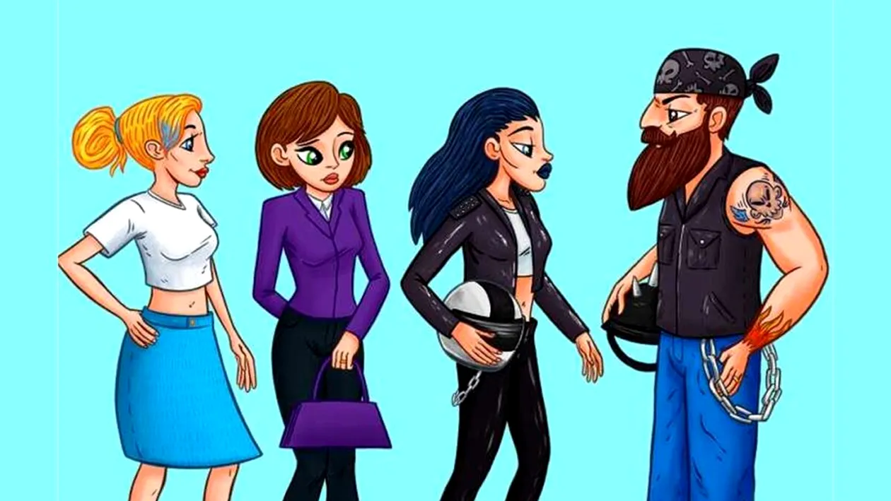 Test IQ exclusiv pentru genii | Una dintre aceste 3 femei este măritată cu bărbatul din imagine. Care?