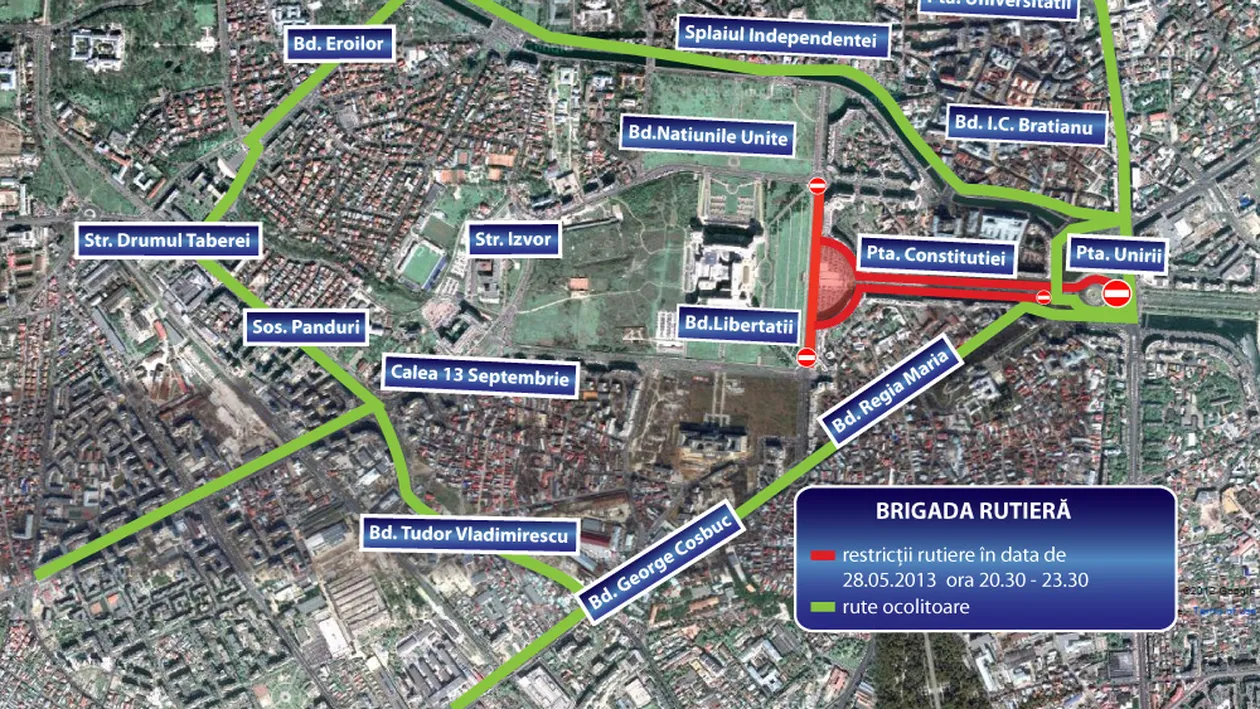 Atentie soferi! Maine se restrictioneaza traficul in Capitala!