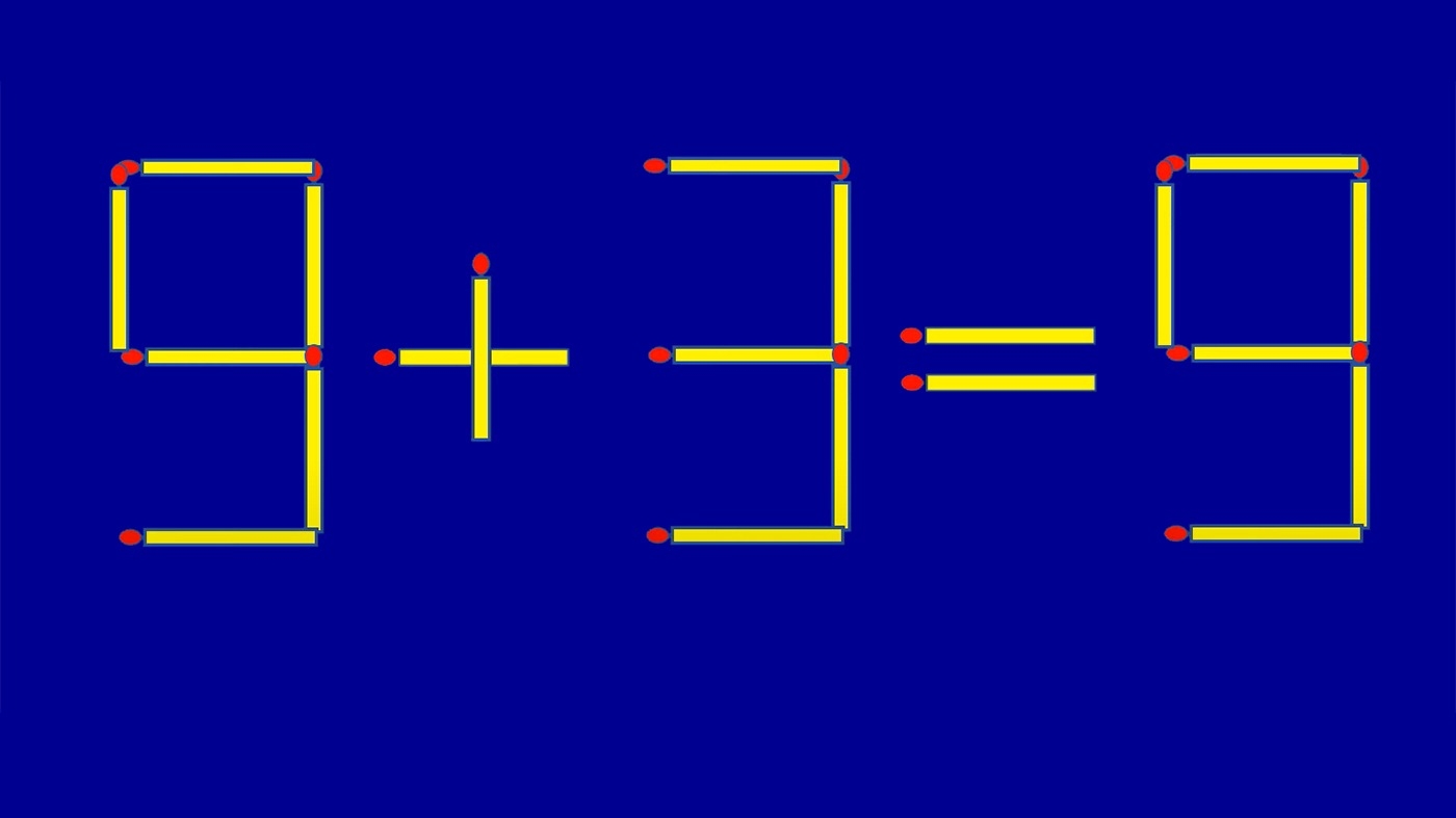 Test de inteligență | Corectați 9+3=9, mutând un singur băț de chibrit!