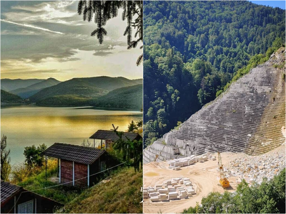 Lacul Cinciș și cariera de marmură din Rușchița/ sursă foto: Facebook