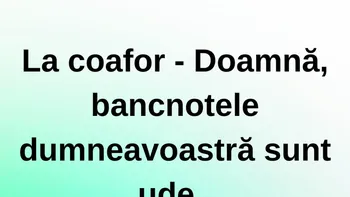 BANC | La coafor: „Doamnă, bancnotele dumneavoastră sunt ude”