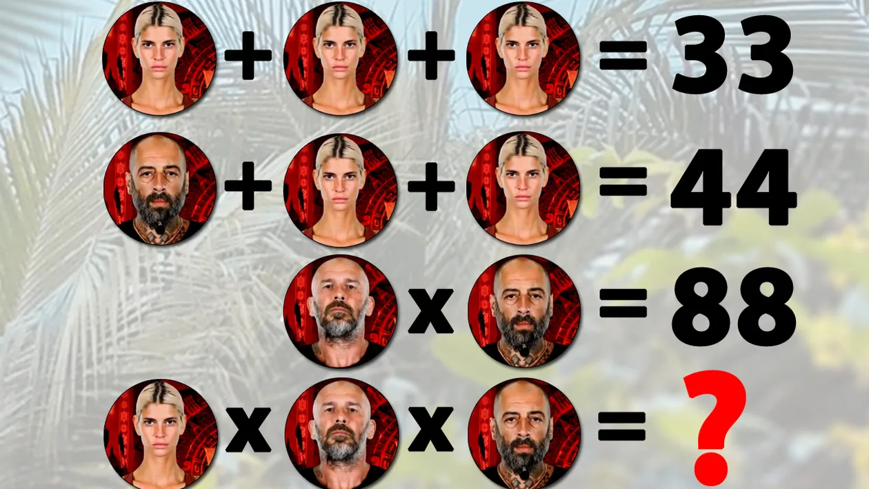 Test IQ Survivor România 2022 | Rezolvați ecuația din imagine, cu Laura Giurcanu, CRBL și Cătălin Zmărăndescu