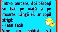 BANC | Într-o parcare, doi bărbați se bat pe viață și pe moarte