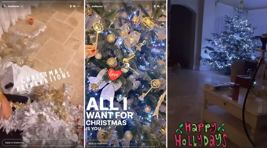 Ieri, 20 decembrie 2020, Daria Radionova și Alex Bodi au împodobit primul lor brad de Crăciun © Instagram Stories