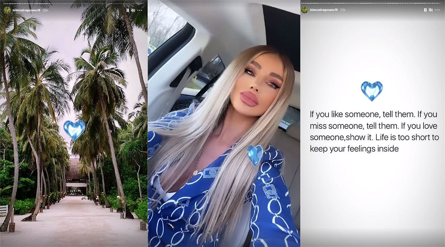 Cele trei imagini publicate de Bianca Drăgușanu ar fi, de fapt, cu dedicație pentru Gabi Bădălău © Instagram Stories