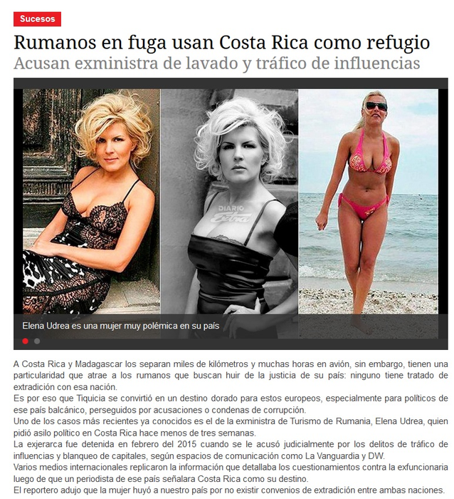 Elena Udrea a atras atenția presei din Costa Rica: „O femeie foarte controversată în ţara ei”