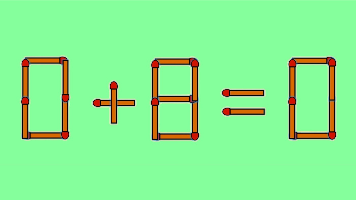 Test IQ cu chibrituri | Corectați 0 + 8 = 0, mutând un singur băț