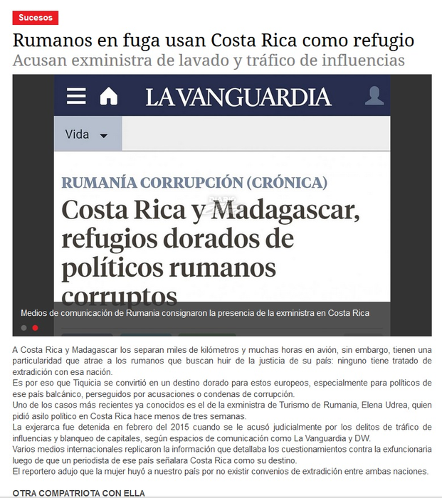 Elena Udrea a atras atenția presei din Costa Rica: „O femeie foarte controversată în ţara ei”