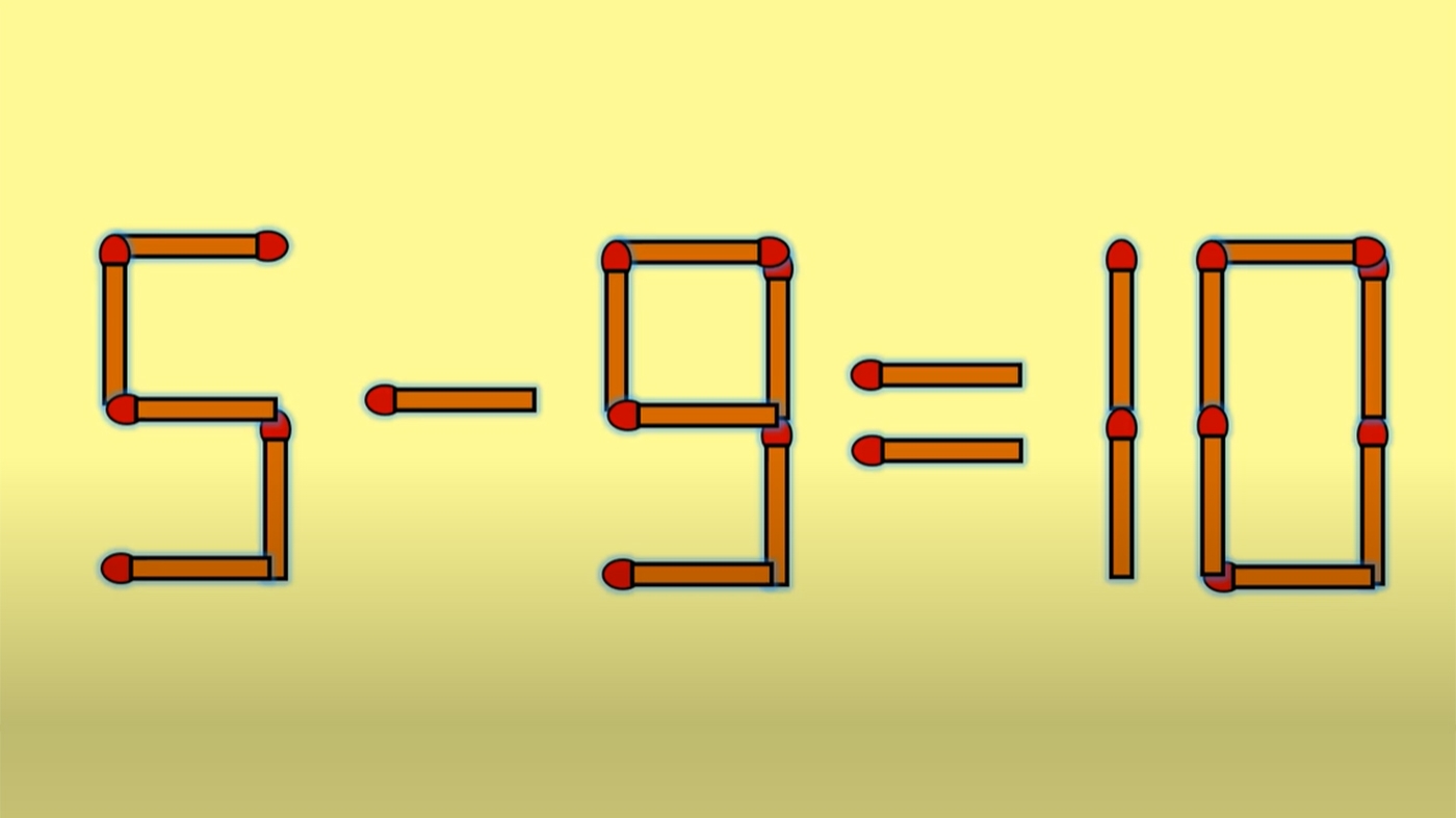 Test IQ cu chibrituri | Mutați un singur băț, pentru a corecta 5 - 9 = 10
