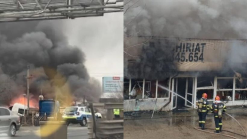 Incendiu puternic pe Iuliu Maniu din București. 8 autospeciale au intervenit pentru stingerea flăcărilor