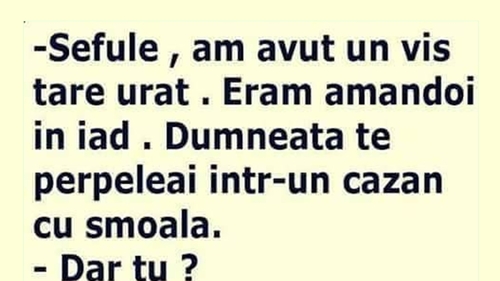 BANCUL ZILEI | "Șefule, am avut un vis tare urât!"