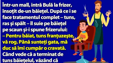 BANC | Într-un mall, intră Bulă la frizer, însoţit de-un băieţel