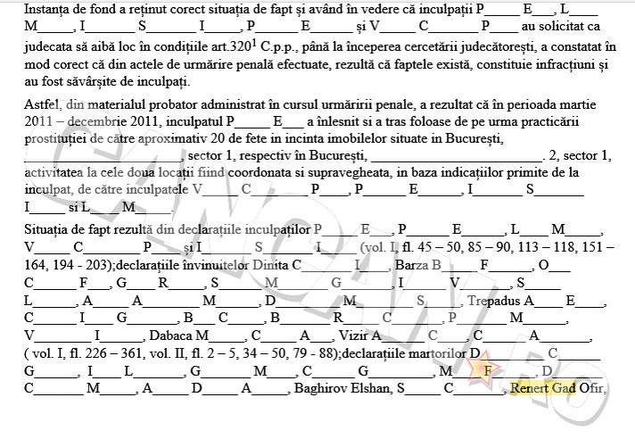 Renert Gad a recunoscut în faţa procurorilor că a frecventat bordelurile de lux ale lui Efim Podval