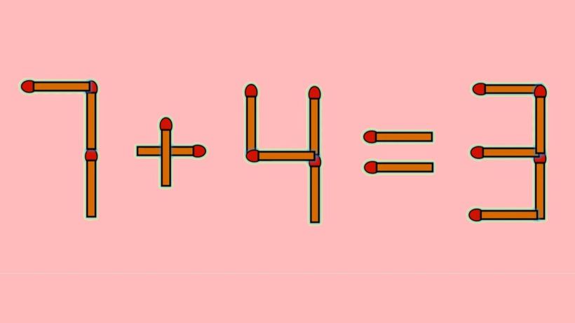 Test IQ exclusiv pentru genii | 7 + 4 = 3 este greșit. Pentru a corecta egalitatea, mutați un singur chibrit