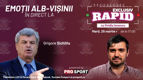 "EXCLUSIV RAPID" înainte de Rapid - Universitatea Craiova începe la ora 17:00, în direct pe YouTube - ProSport!