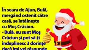 BANC | În seara de Ajun, Bulă, mergând ostenit către casă, se întâlneşte cu Moş Crăciun