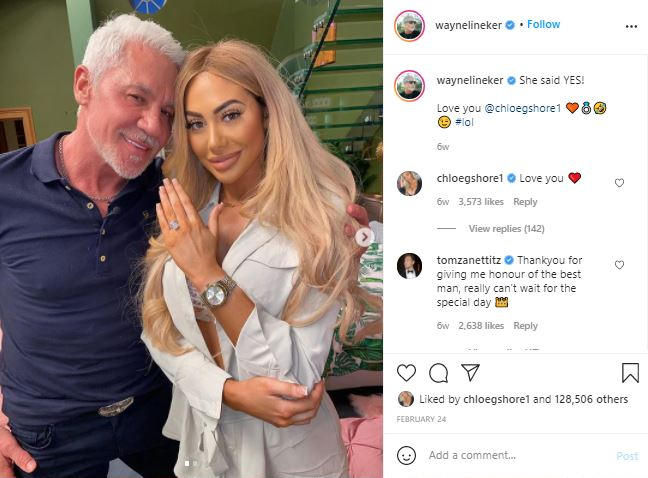 Presa din UK a speculat că totul ar fi o glumă, însă, DJ-ul Tom Zanetti i-a transmis public lui Lineker  că abia așteaptă ziua nunții cu personalitatea Chloe Ferry ​© Instagram