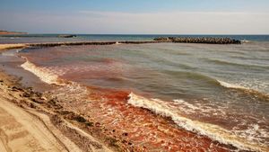 Fenomen bizar în stațiunea Olimp. Motivul pentru care Marea Neagră a devenit roșie