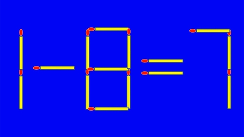 Test IQ cu chibrituri | Corectați 1 - 8 = 7, mutând un singur băț