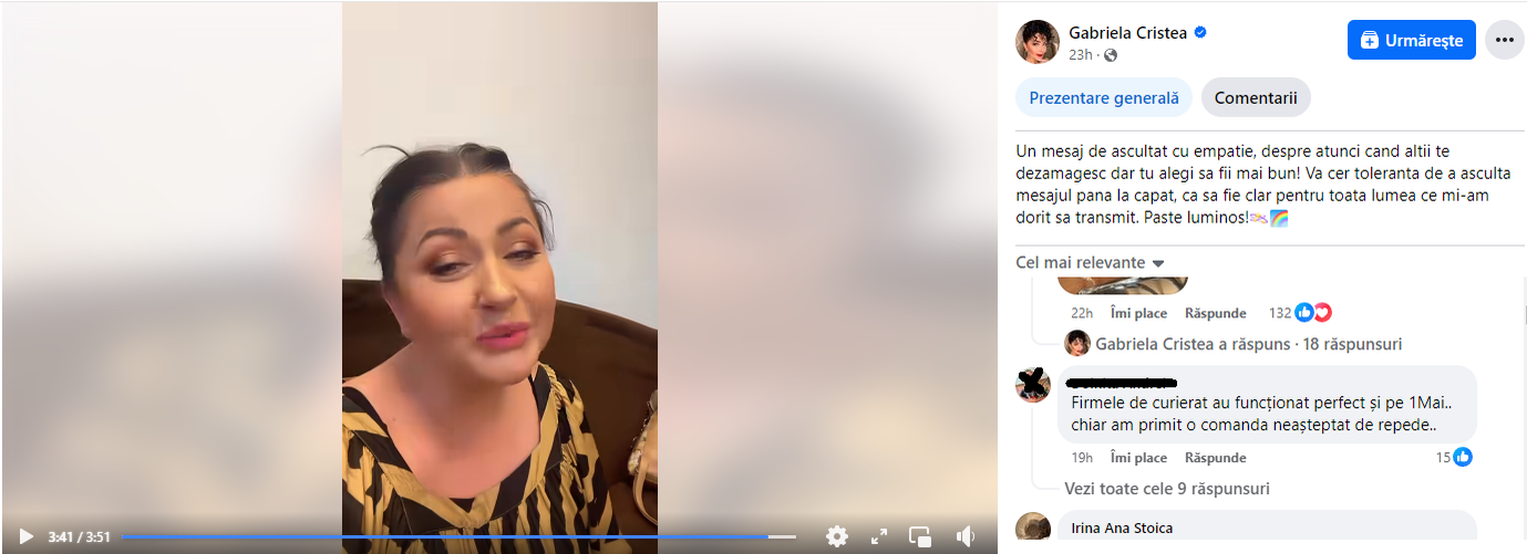 Oamenii au reacționat vehement la adresa Gabrielei Cristea