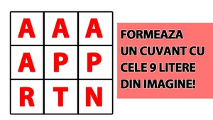 Test IQ de rezolvat în 60 de secunde | Alcătuiți un cuvânt cu toate cele 9 litere din imagine: a, a, a, a, p, p, r, t, n