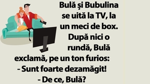 BANC | Bulă și Bubulina se uită la TV, la un meci de box