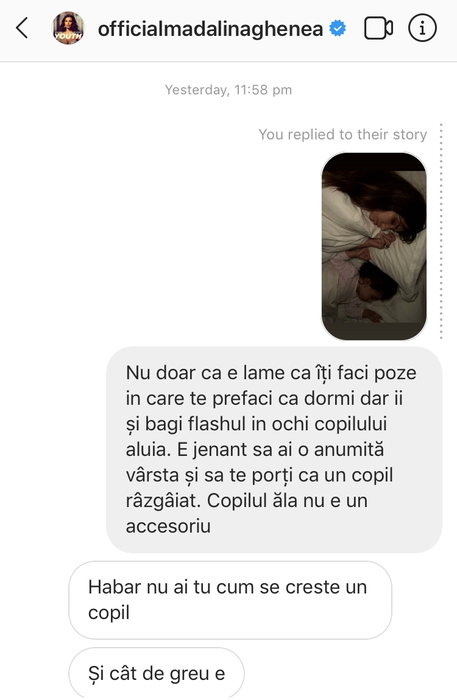 Mădălina Ghenea, jigniri la adresa fanilor pe Instagram: “Habar nu ai tu cum se crește un copil, handicapato“