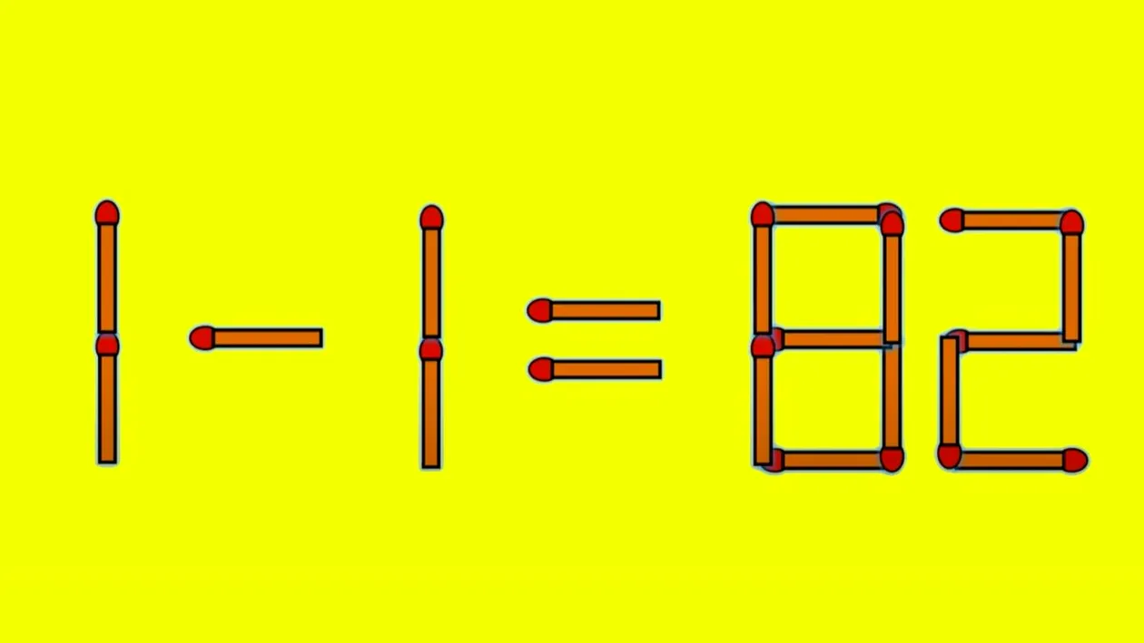 Test IQ exclusiv pentru genii | Corectați 1 - 1 = 82, mutând un singur chibrit