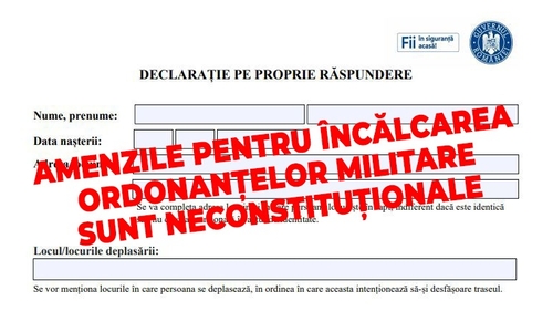 Veste uluitoare pentru români! Amenzile pentru încălcarea ordonanțelor militare sunt neconstituționale