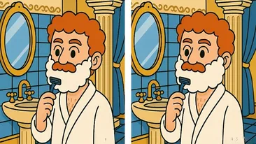 TEST IQ | Identificați toate cele 3 diferențe dintre acești doi bărbați care se bărbieresc