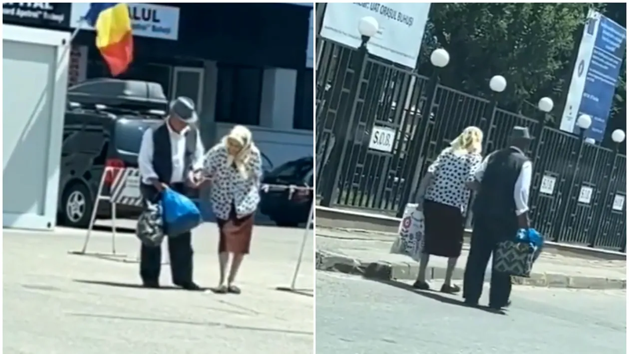 Gestul înduioșător al unui bătrân din Bacău! Și-a așteptat clipe bune soția în fața spitalului, apoi au plecat ținându-se de mână