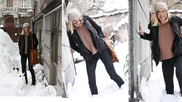 De ce nu ti-ai deszapezit curtea, Dana Rogoz? Blonda abia poate iesi pe strada