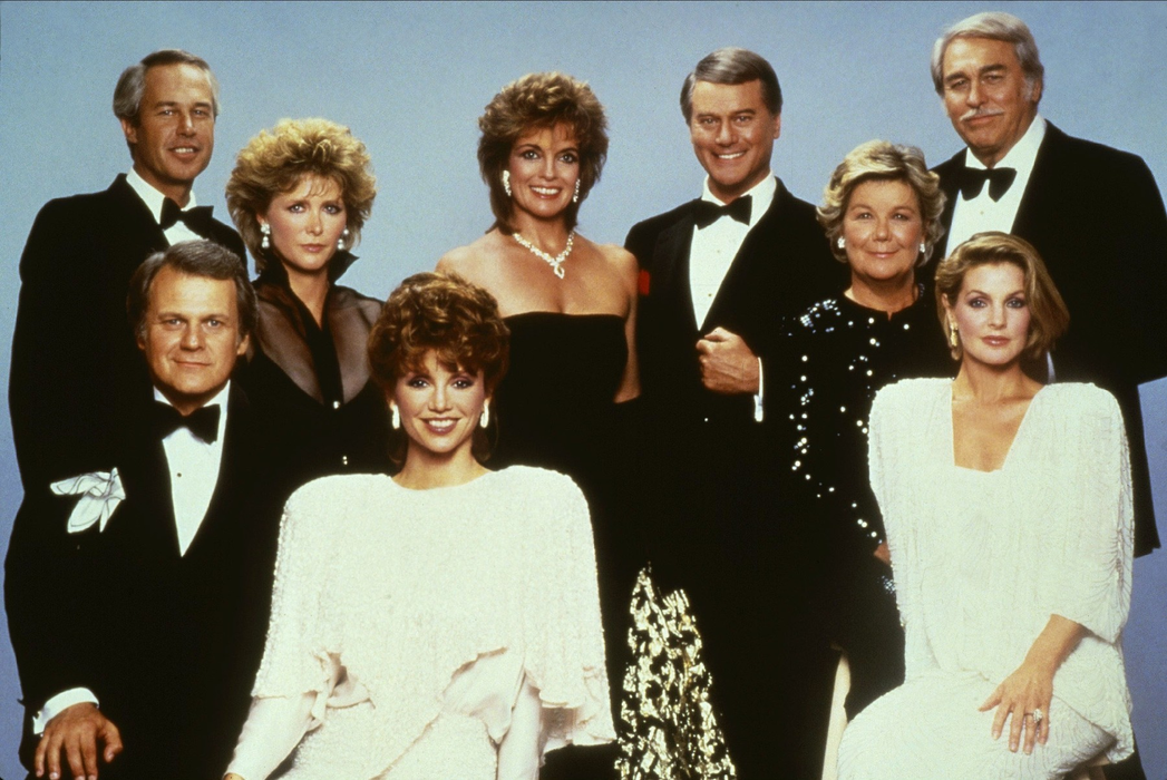 Actorii din distribuția serialului "Dallas", în 1983. Foto: Profimedia