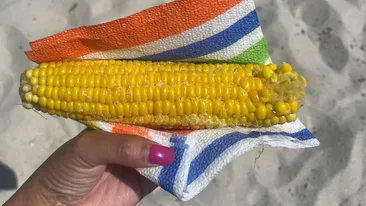 Porumbelul fierbinte a ajuns și în Grecia! Cu câți euro se vinde un porumb fiert pe plaja Golden Beach din Thassos