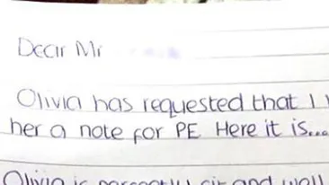 Si-a rugat mama sa ii scrie o scutire pentru ora de sport, insa ceea ce a urmat depaseste orice imaginatie! “Sufera de...”