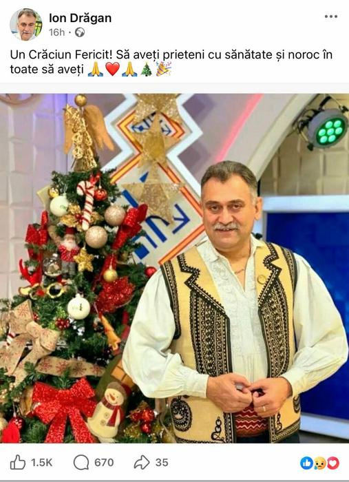 Ultimul mesaj postat de Ion Drăgan pe Facebook