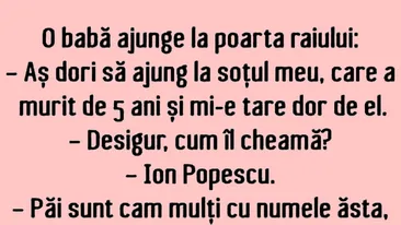 Bancul începutului de săptămână | O bătrână își caută soțul la Poarta Raiului