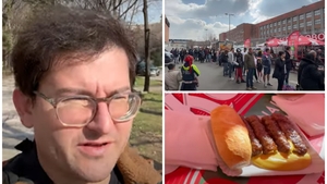 Un neamț a venit în București, să mănânce mici în Piața Obor. Cum a reacționat turistul când a văzut coada de sute de persoane