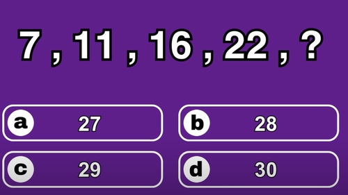 Test de inteligență | 7, 11, 16, 22. Ce număr urmează: 27, 28, 29 sau 30?