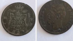 Vezi dacă găsești acasă! Cu câți lei se vinde acum o monedă de 5 bani din 1882, cu Regele Carol I